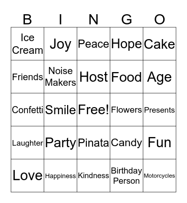 Happy Birthday Bingo Card