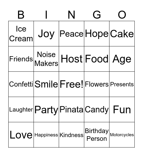 Happy Birthday Bingo Card