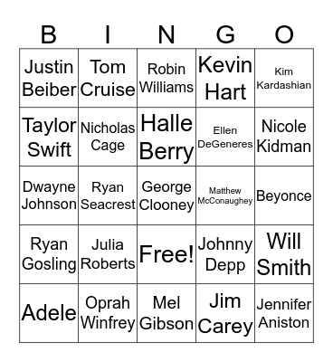PAYDAY Celebrity Bingo Card