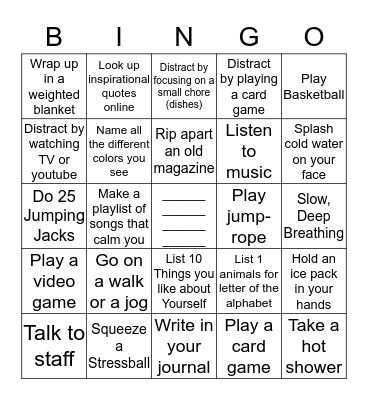 COPING SKILLS :) Bingo Card