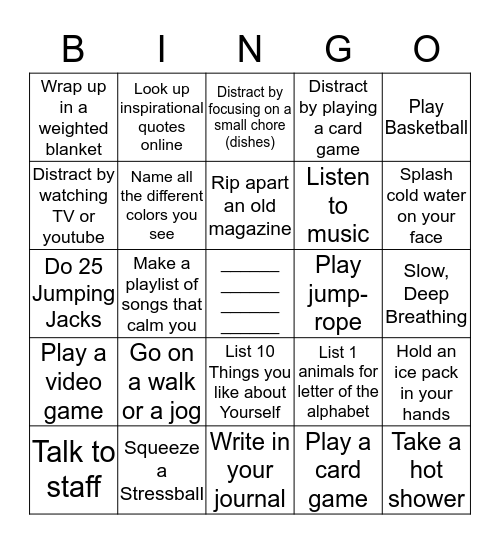 COPING SKILLS :) Bingo Card