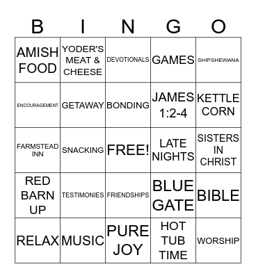 PURE JOY Bingo Card