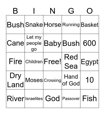 Moses (Part 1)  Bingo Card
