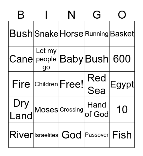 Moses (Part 1)  Bingo Card