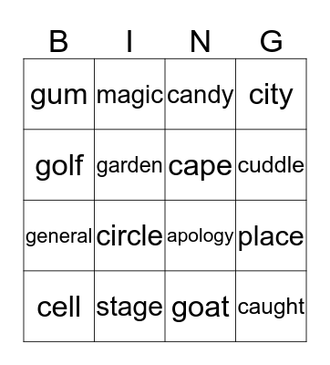 G/C Bingo-Blue Bingo Card