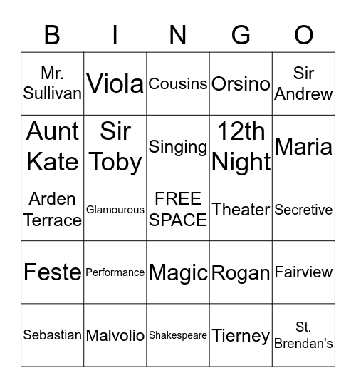 Illyria Bingo Card