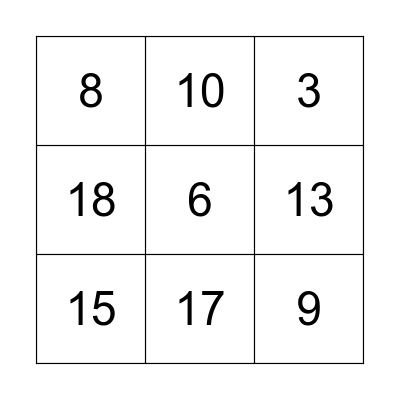 Numeros 1-20 Bingo Card