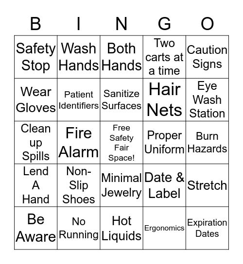 SAFETY BINGO!!! Bingo Card