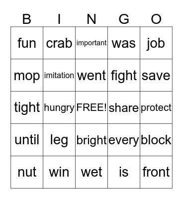 Theme 1 Week 2 Bingo Card