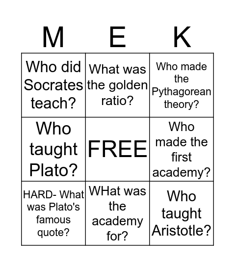 Mathy Bingo Card