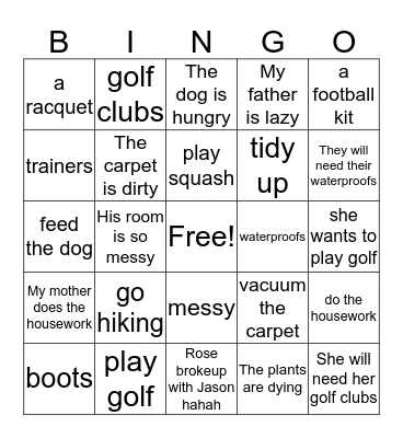 spec 7 unit 1 and 2.  Bingo Card