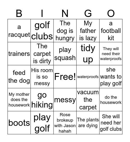 spec 7 unit 1 and 2.  Bingo Card