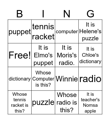 spec 3 unit 8 fun end of class game Bingo Card