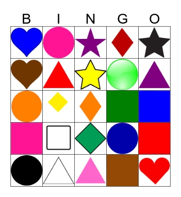 Shapes and Colours Bingo Card