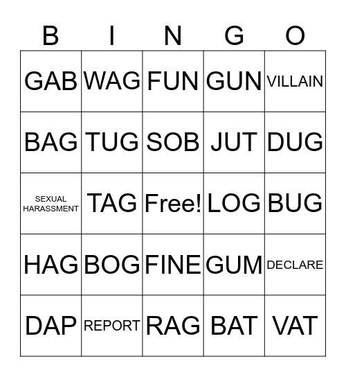 BINGO #1 OF YEAR MS. TABOLT Bingo Card