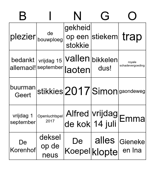 Hotel te Koop! Bingo Card