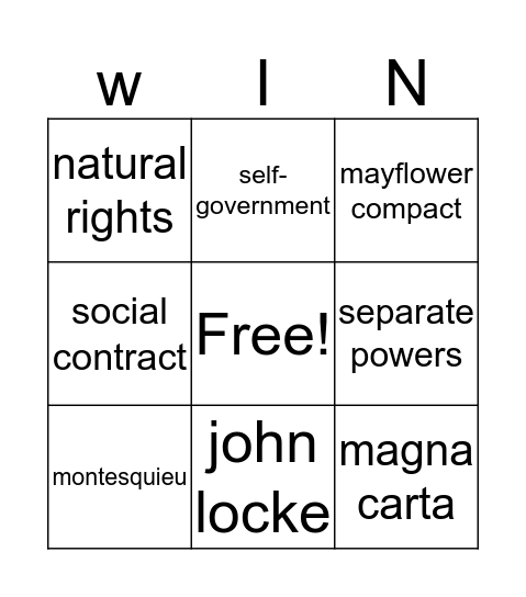 Enlightenment Bingo Card