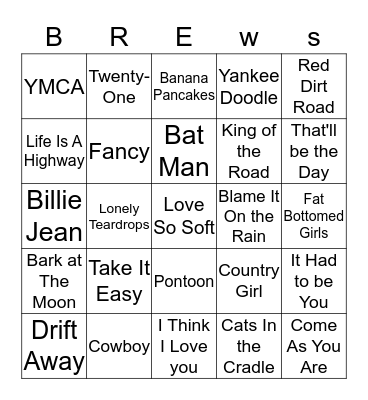 Boondocks Brews, Beats & Bingo Card