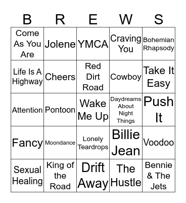 Boondocks Brews, Beats & Bingo Card