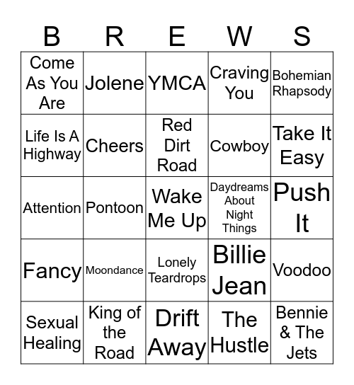 Boondocks Brews, Beats & Bingo Card