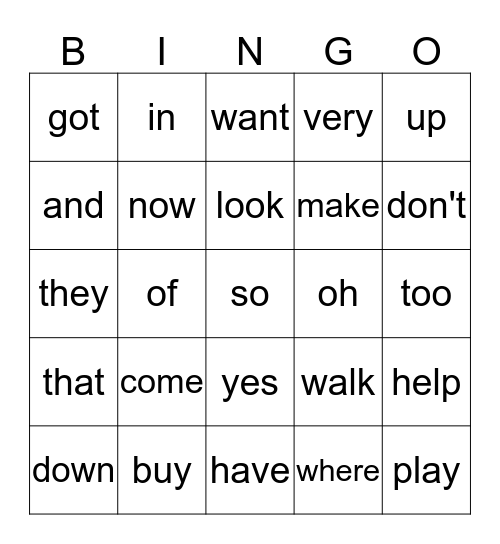 "All That Corn" Sight Words Bingo Card