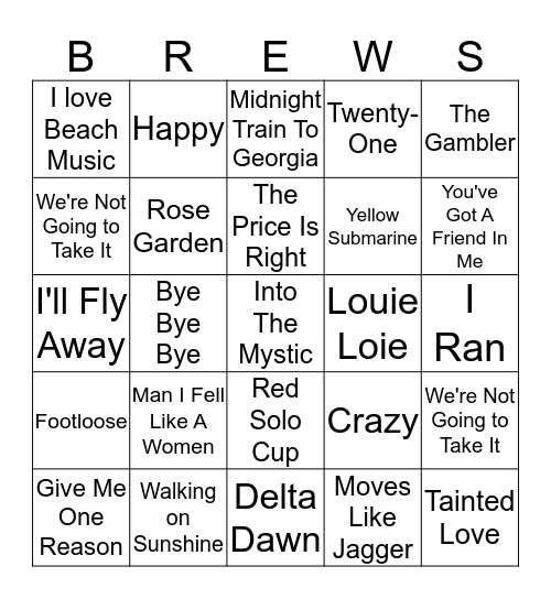 Boondocks Brews, Beats & Bingo Card