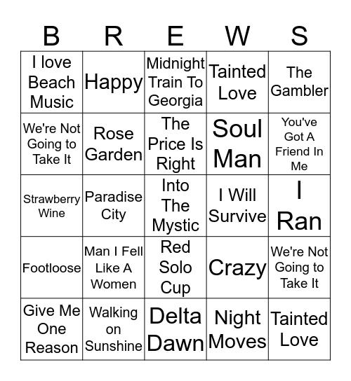 Boondocks Brews, Beats & Bingo Card