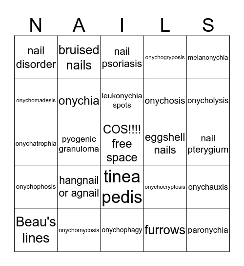 COSMETOLOGY Bingo Card