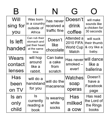 Someone who... Bingo Card