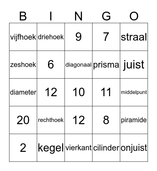 Bingo in de ruimte Bingo Card