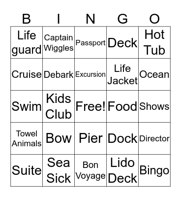 Cruise Bingo Card