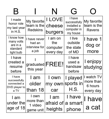 Technology and Skilled Trades Bingo Card