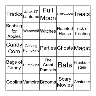 Halloween Bingo Card