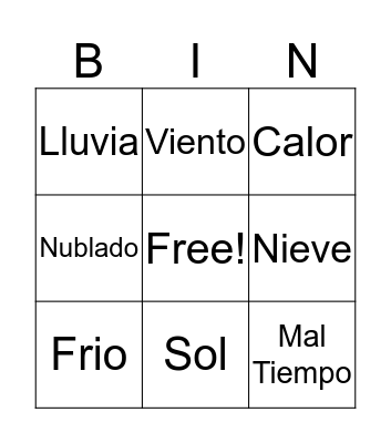 El Timpo Bingo Card