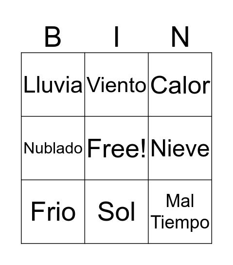 El Timpo Bingo Card