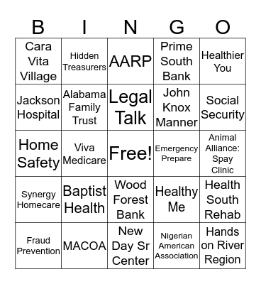 SUCCESSFUL AGING INITIATIVE BINGO Card