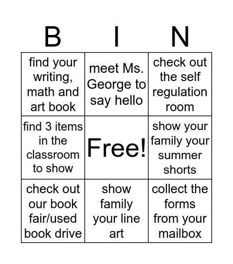 Open House Bingo  Bingo Card