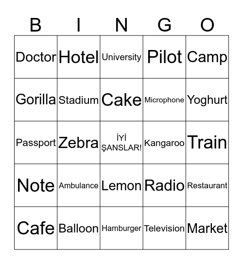 WORDS Bingo Card