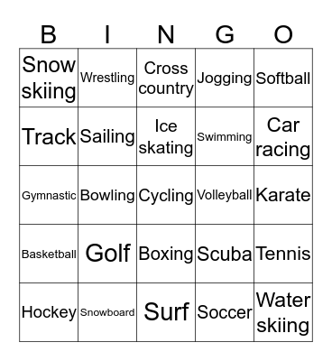 Sports Bingo Card