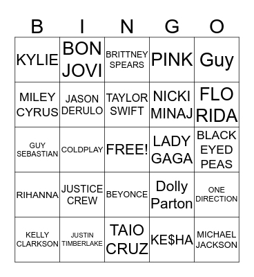 MUSIC Bingo Card