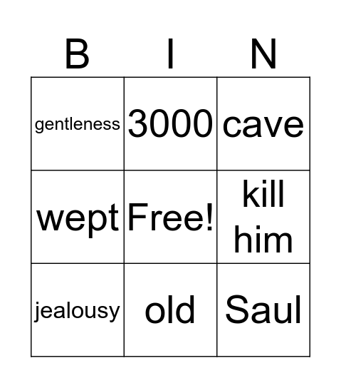 David Spared Saul Bingo Card