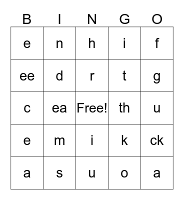 Empower Sounds Bingo Card