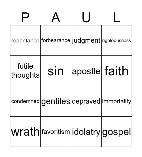 ROMANS Bingo Card