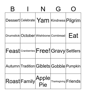 LMI Thanksgiving Bingo Card