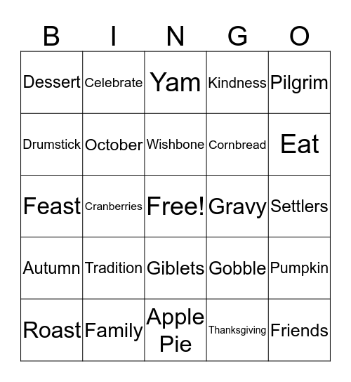 LMI Thanksgiving Bingo Card