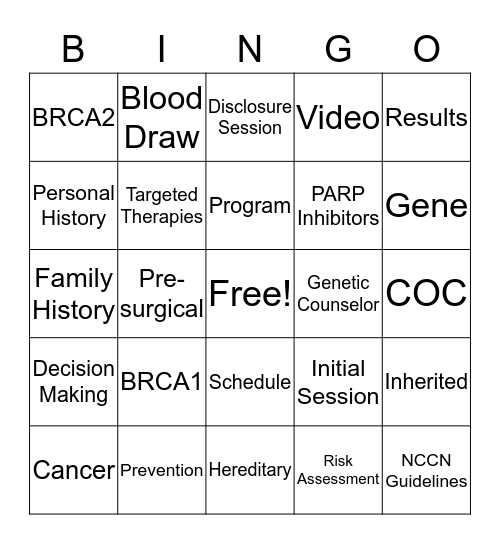 Telegenetics Bingo Card