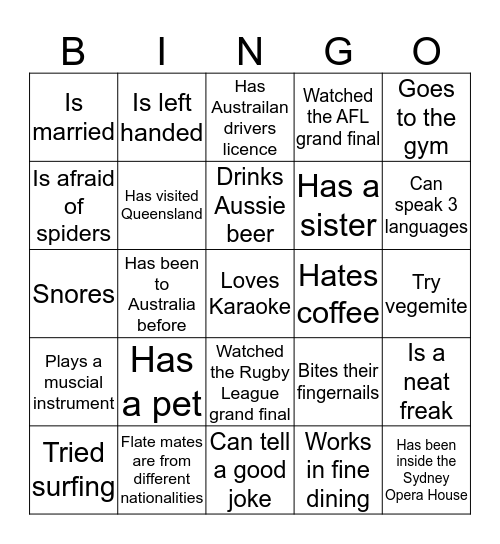 GET TO KNOW YOU  Bingo Card