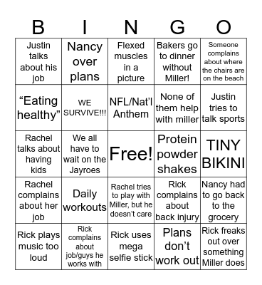 McCoy Family Vacation 2017 Bingo Card