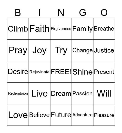 Become What You Think ! Bingo Card