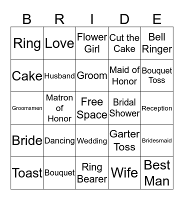 KATRINA'S BRIDAL SHOWER BINGO Card